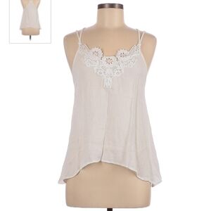 Caution To The Wind White Floral Lace Double Strap Tank Top Boho Bohemian M EUC